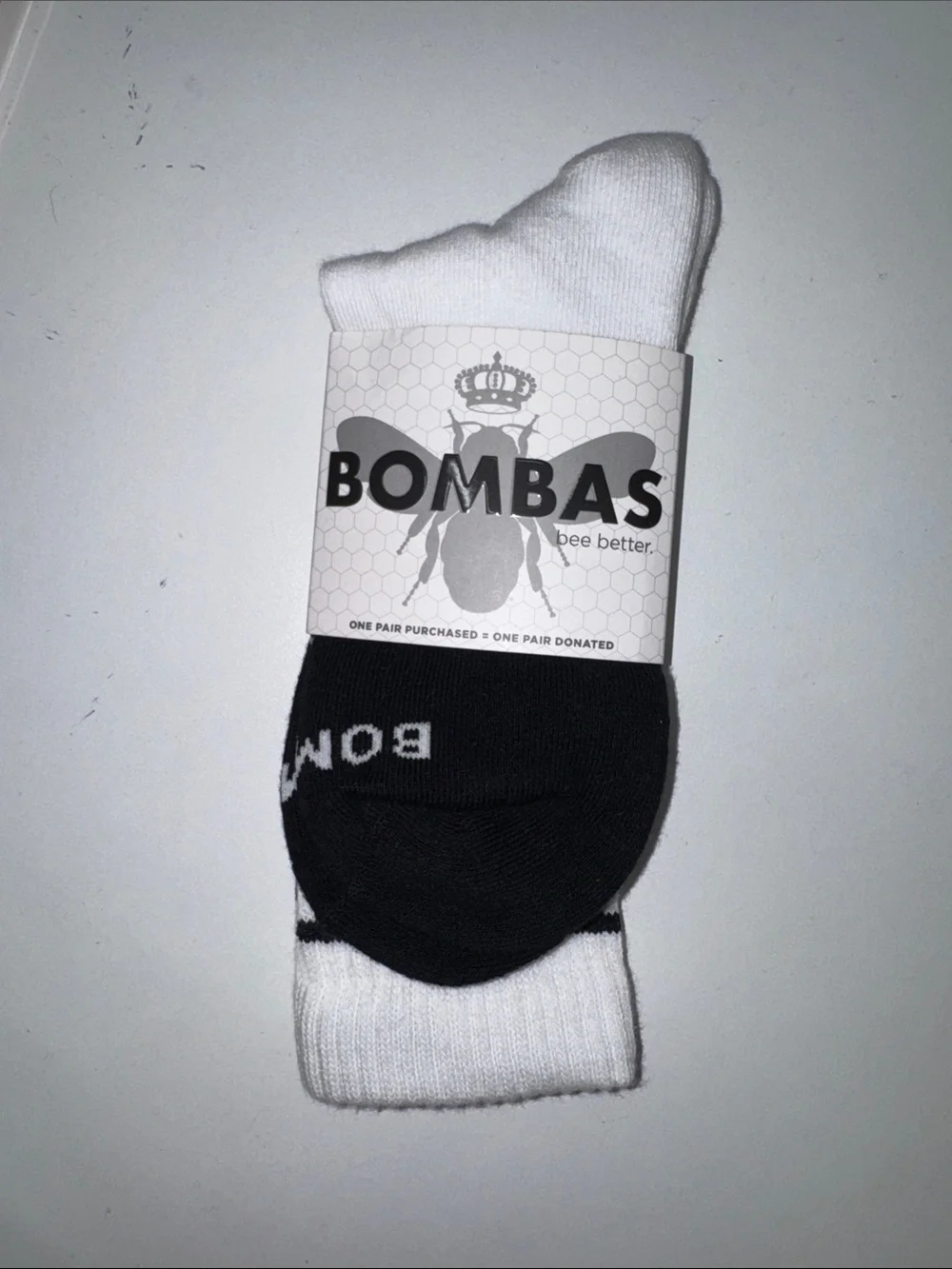 Bombas White and Black Calf Socks